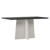 Mesa De Jantar Anitta 160x90 Off White/preto Tampo Em Mdf Com Vidro - New Ceval