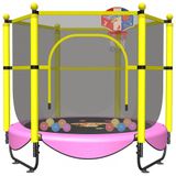 Cama Elastica Infantil Com Diametro E Cesta De Basquete Para Ate 150 Kg, Vgmiu Trampoline Fs5ft, Amarelo