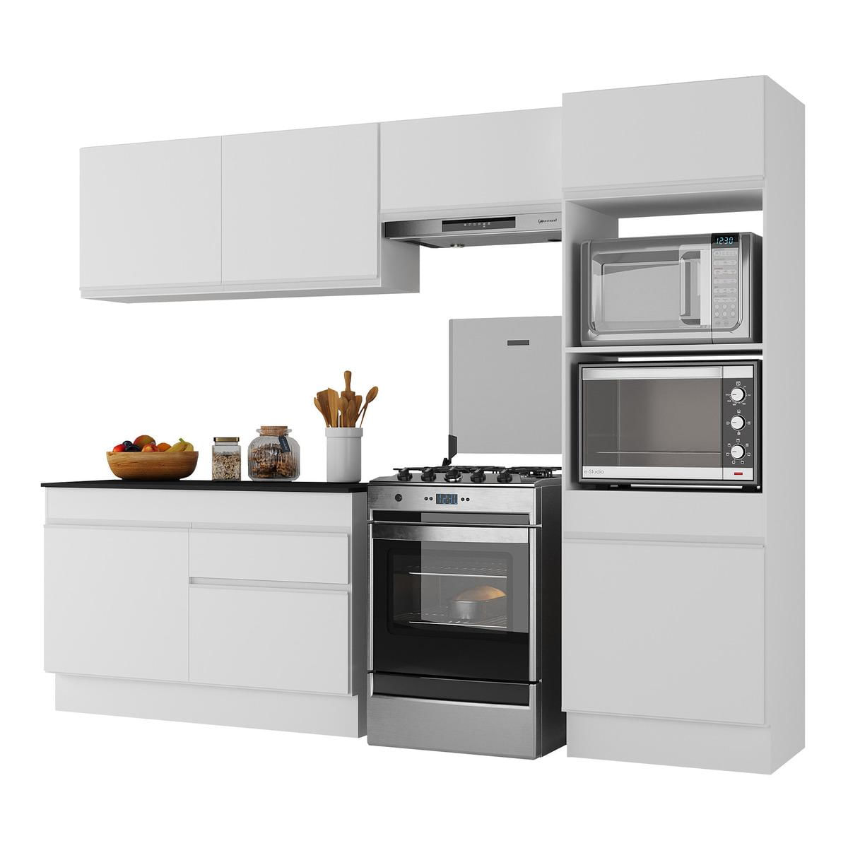 Armário De Cozinha Compacta 4 Peças Com Rodapé Mp2193 Made Multimóveis Branco