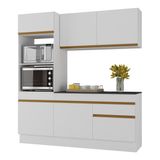 Armário De Cozinha Compacta 3 Peças Com Rodapé Mp2177 Made Multimóveis Branco/dourado