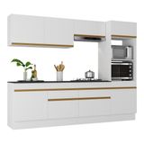 Armário De Cozinha Completa 5 Peças Com Rodapé Mp2180 Made Multimóveis Branco/dourado