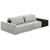 Sofá Ilha Modular Living Com Puff 232cm Georgia K04 Linho Cinza/preto - Mpozenato