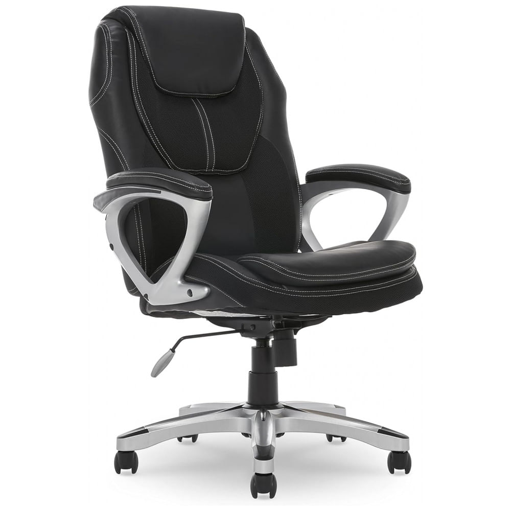 Cadeira De Escritorio Executivo Ergonomica Giratoria Com Suporte Lombar E Altura Ajustaveis, Serta 43673, Preto