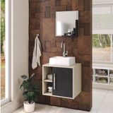 Conjunto Para Banheiro Gabinete Com Cuba Quadrada Q32 E Espelheira Soft 500w Compace