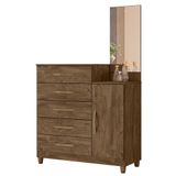 Cômoda Sapateira Lisboa 5 Gavetas Castanho Wood Com Espelho - Moval