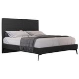Cama Casal King Com Cabeceira 199cm Pés Metálicos Elisa S05 Linho Preto