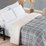 Edredom Coberdrom Austim Queen Original Sherpa E Manta - Cinza