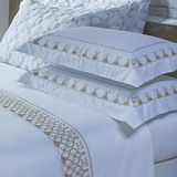 Jogo Cama Lençol Garland Casal Bordado 100% Algodão Acetinado 400 Fios 4 Peças - Branco