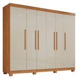 Guarda Roupa Mdf 6 Portas 4 Gavetas 8 Pés Cinamomo E Off