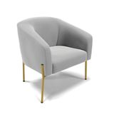 Poltrona Pé De Ferro Dourado Sala De Estar Stella Suede Cinza D03 - D&#39;rossi