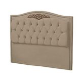 Cabeceira Casal Queen Size Estofada Para Cama Box Maitê Veludo Cor Bege Médio