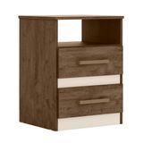 Mesa De Cabeceira Apolo 2 Gavetas Color Flex Castanho Wood/off White - Moval