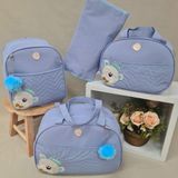 Bolsa Maternidade Bebê Kit 4 Peças Urso Azul Impermeável