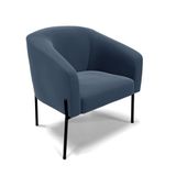 Poltrona Pé De Ferro Preto Sala De Estar Stella Suede D03 - D&#39;rossi Cor Azul Marinho