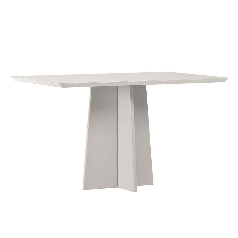 Mesa De Jantar Anitta 135x90 Off White Tampo Em Mdf Com Vidro - New Ceval