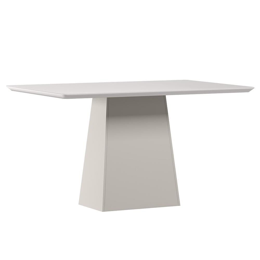 Mesa De Jantar Bárbara 135x90 Off White Tampo Em Mdf Com Vidro - New Ceval