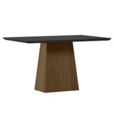 Mesa De Jantar Bárbara 135x90 Imbuia/preto Tampo Em Mdf Com Vidro - New Ceval