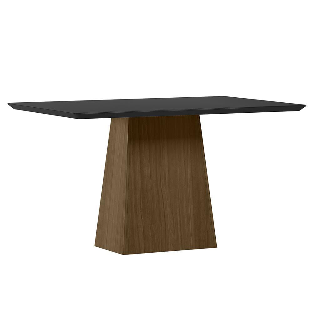 Mesa De Jantar Bárbara 135x90 Imbuia/preto Tampo Em Mdf Com Vidro - New Ceval