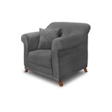 Poltrona Sala De Estar Pé De Madeira Julieta Suede Cinza S04 - D&#39;rossi