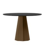 Mesa De Jantar Isis 120x120 Imbuia/preto Tampo Em Mdf Com Vidro - New Ceval