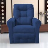 Poltrona Reclinável Para Descanso Thalia Suede Azul