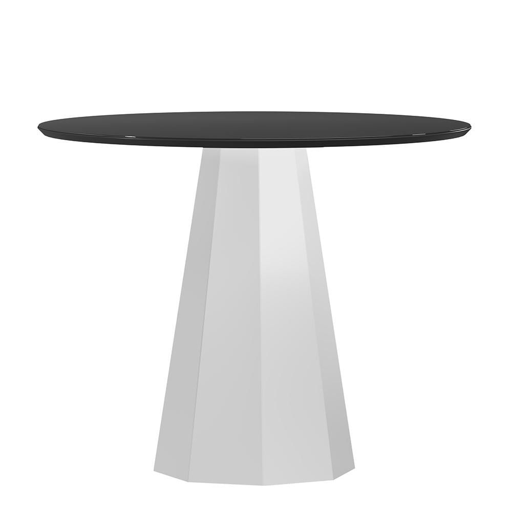 Mesa De Jantar Isis 100x100 Off White/preto Tampo Em Mdf Com Vidro - New Ceval