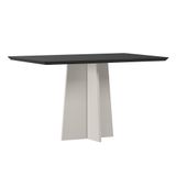 Mesa De Jantar Anitta 135x90 Off White/preto Tampo Em Mdf Com Vidro - New Ceval