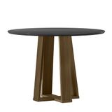 Mesa De Jantar Isabela 100x100 Imbuia/preto Tampo Em Mdf Com Vidro - New Ceval