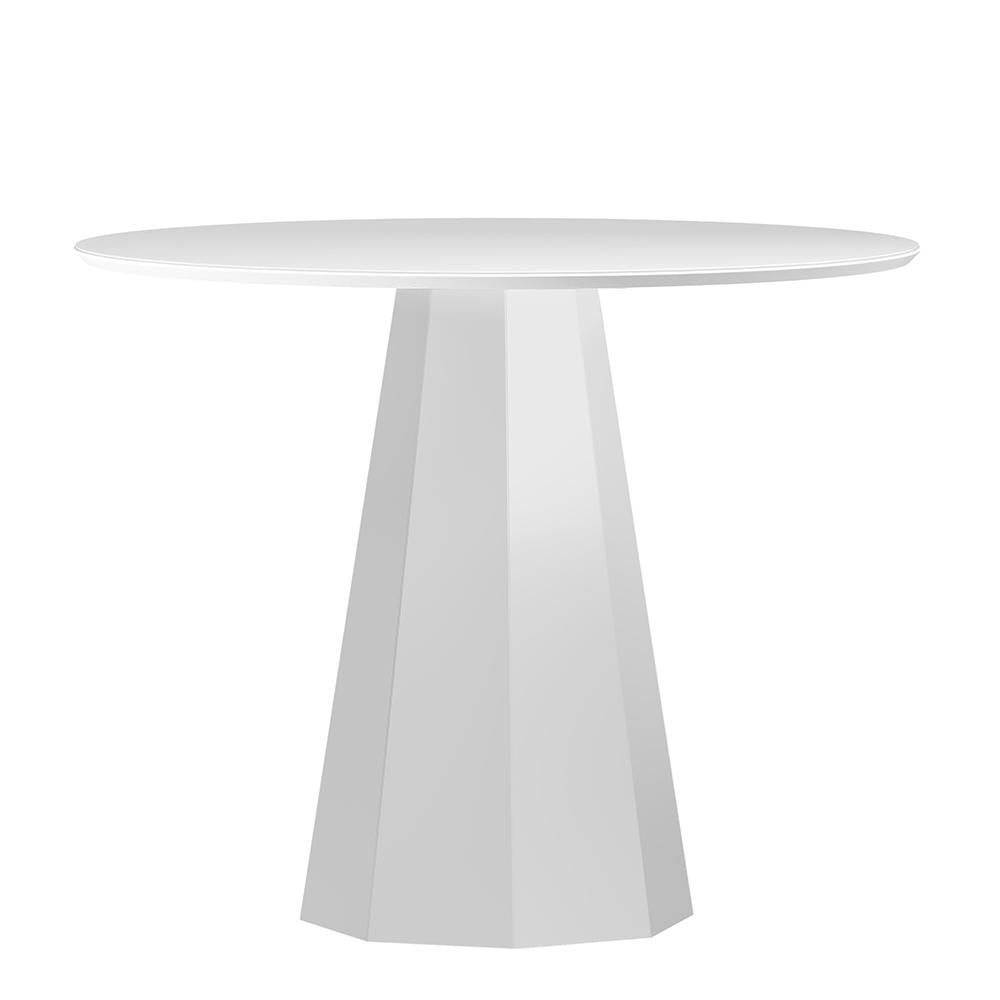 Mesa De Jantar Isis 100x100 Off White Tampo Em Mdf Com Vidro - New Ceval