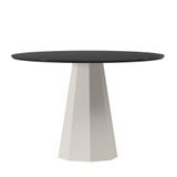 Mesa De Jantar Isis 120x120 Off White/preto Tampo Em Mdf Com Vidro - New Ceval