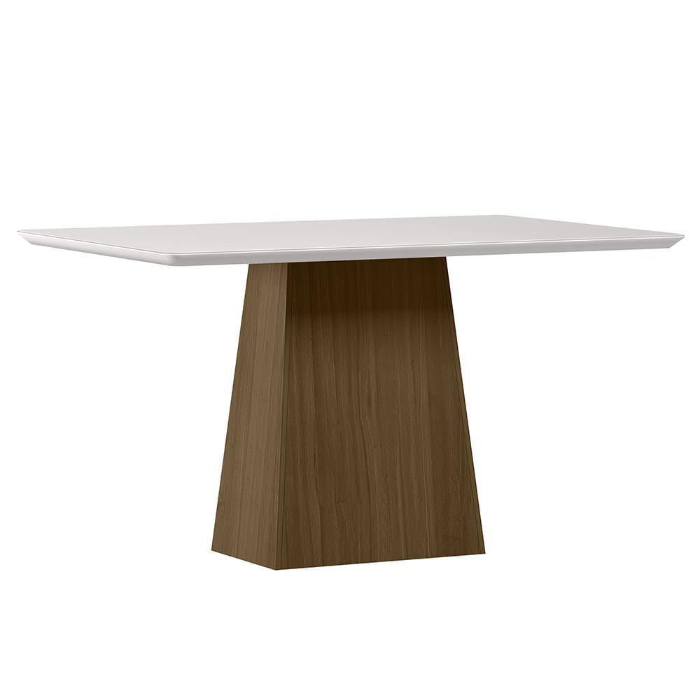 Mesa De Jantar Bárbara 135x90 Imbuia/off White Tampo Em Mdf Com Vidro - New Ceval