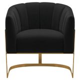 Poltrona De Ativa Sala De Estar Mavie Base De Ferro Dourado Suede Móveis Preto