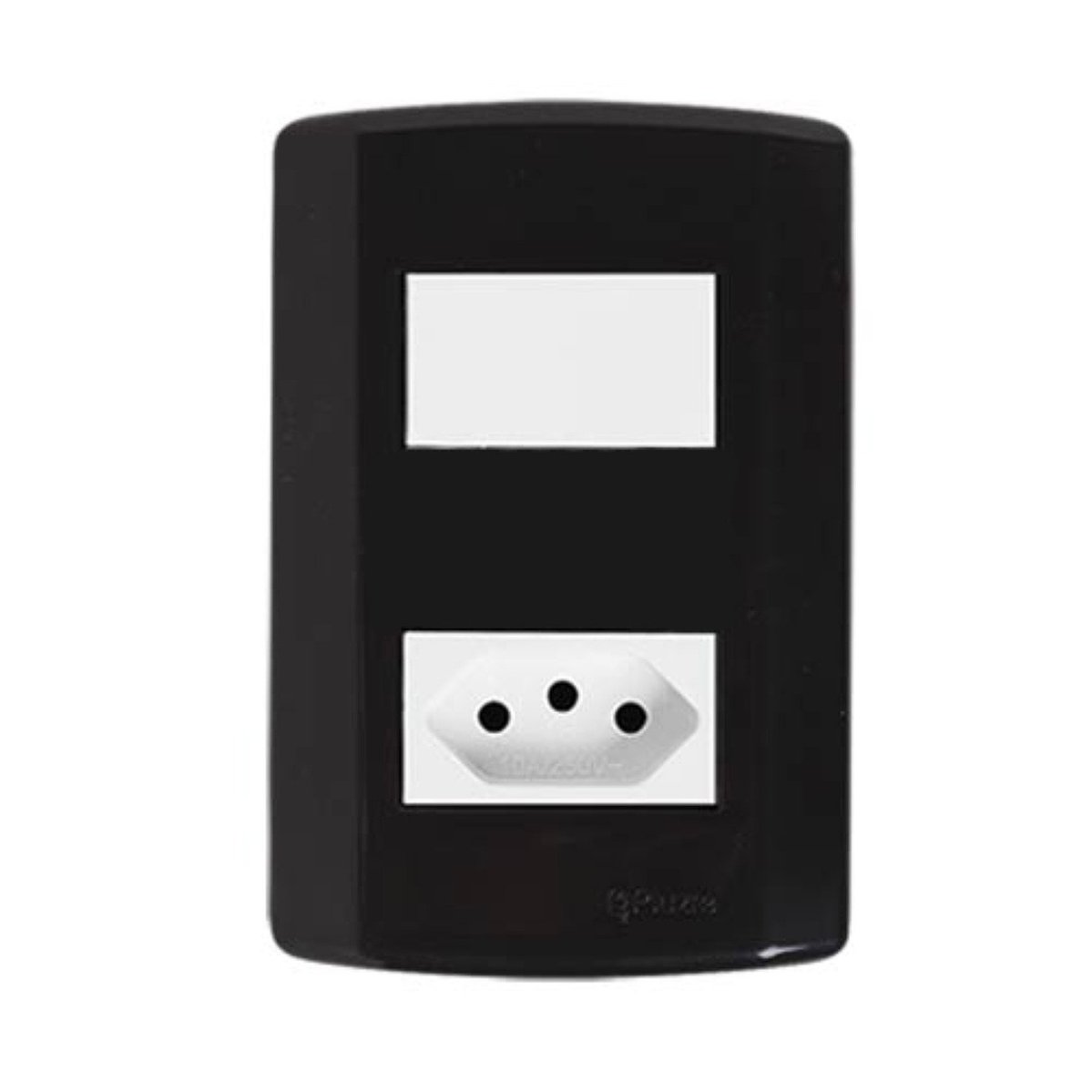 Interruptor De 1 Tecla Simples E Tomada 2p+t 20a , Modular, Com Placa 4x2 E Suporte Preto/branco