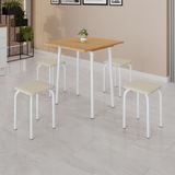 Conjunto Mesa Dobrável Com 4 Banquetas Bali Creme / Branco