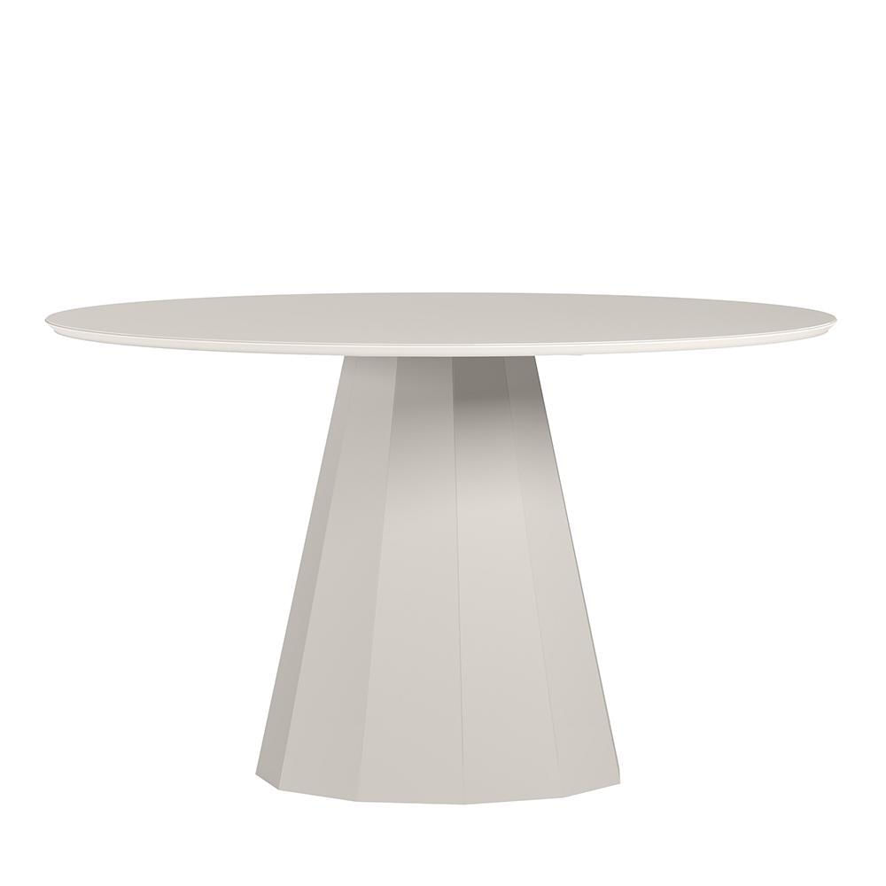 Mesa De Jantar Isis 135x135 Off White Tampo Em Mdf Com Vidro - New Ceval