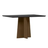 Mesa De Jantar Anitta 135x90 Imbuia/preto Tampo Em Mdf Com Vidro - New Ceval