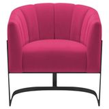 Poltrona Decorativa Sala De Estar Recepção Mavie Base De Ferro Preto Suede Cor Pink
