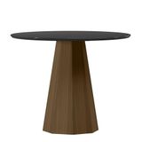 Mesa De Jantar Isis 100x100 Imbuia/preto Tampo Em Mdf Com Vidro - New Ceval