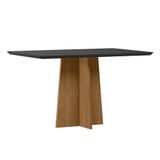 Mesa De Jantar Anitta 135x90 Ypê/preto Tampo Em Mdf Com Vidro - New Ceval