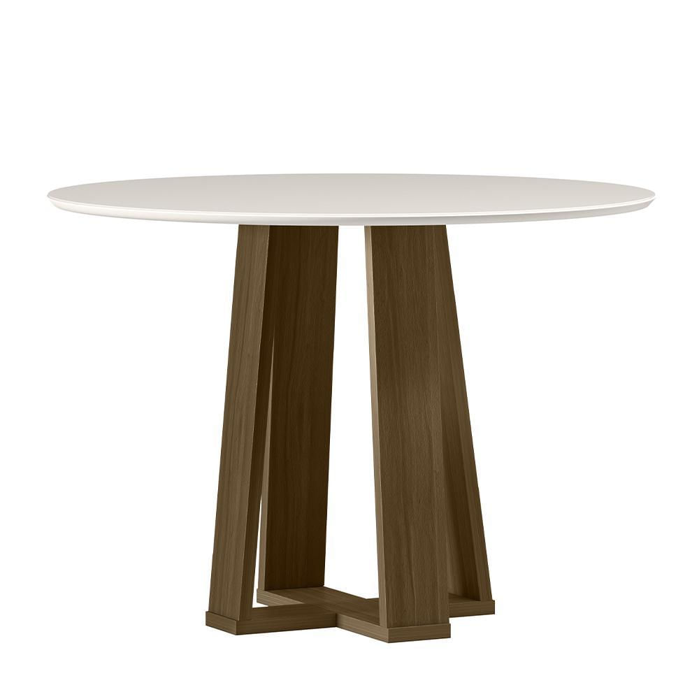 Mesa De Jantar Isabela 100x100 Imbuia/off White Tampo Em Mdf Com Vidro - New Ceval