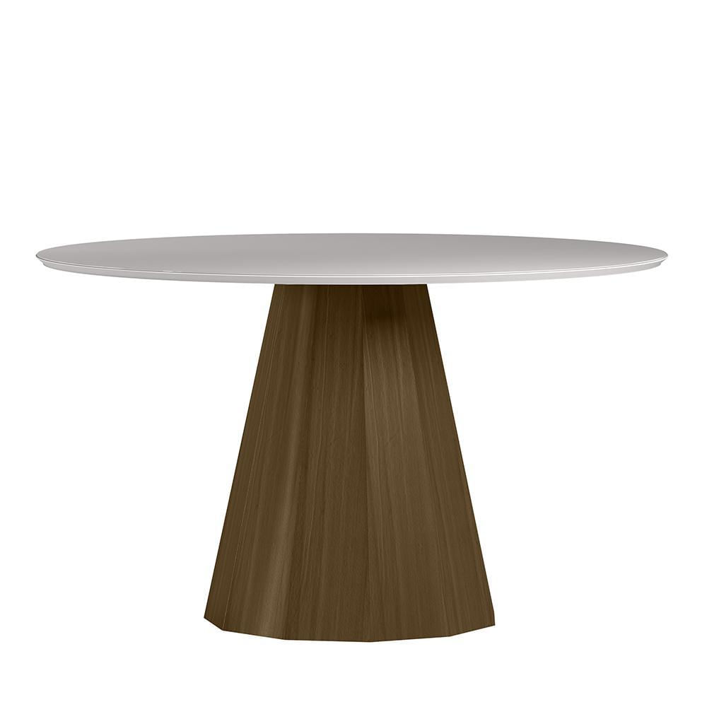 Mesa De Jantar Isis 135x135 Imbuia/off White Tampo Em Mdf Com Vidro - New Ceval