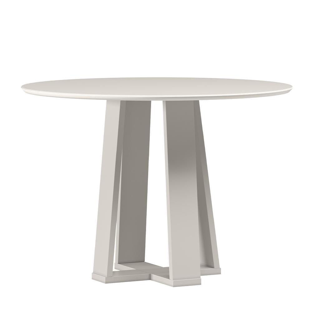 Mesa De Jantar Isabela 100x100 Off White Tampo Em Mdf Com Vidro - New Ceval