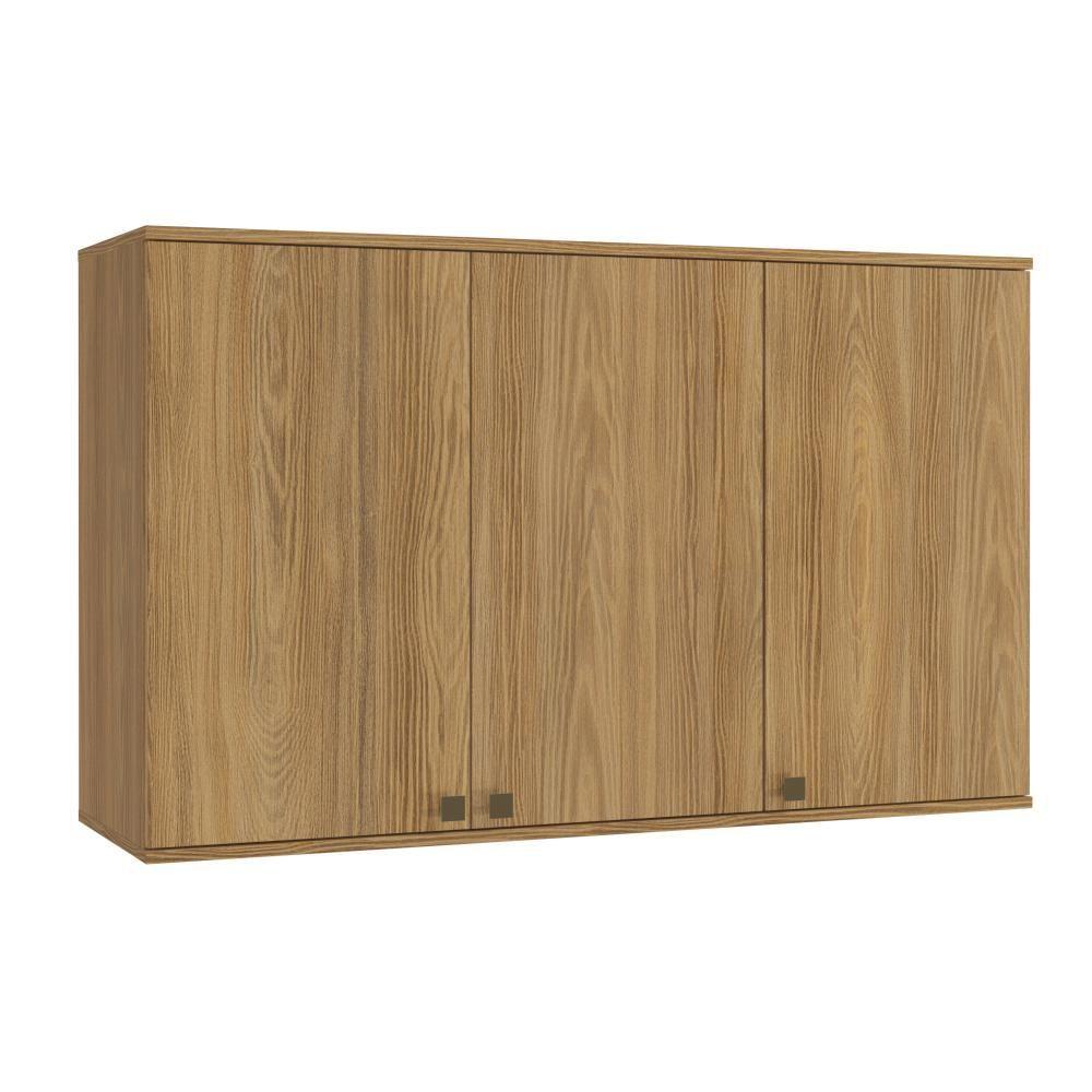 Armário Aéreo Celeste Kappesberg 100% Mdf 3 Portas Nogueira 120cm