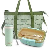 Conjunto Bolsa Térmica Com Pote Marmita Ecológica 800ml E Copo Com Tampa De 300ml Verde