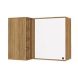 Armário Aéreo De Canto Reto Celeste Kappesberg 100% Mdf 1 Porta 4 Nichos Nogueira/branco 98cm