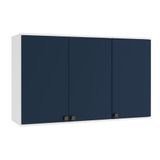 Armário Aéreo Celeste Kappesberg 100% Mdf 3 Portas Branco/azul 120cm