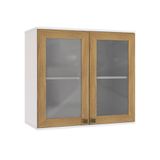 Armário Aéreo Celeste Kappesberg 100% Mdf 2 Portas Com Vidro Branco/nogueira 80cm