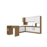 Cozinha De Canto Modulada Celeste Kappesberg 100% Mdf Nogueira/branco