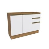 Balcão De Pia Celeste Kappesberg 100% Mdf 2 Portas 3 Gavetas Nogueira/branco 120cm