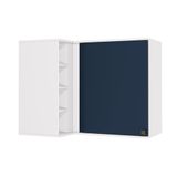 Armário Aéreo De Canto Reto Celeste Kappesberg 100% Mdf 1 Porta 4 Nichos Branco/azul 98cm